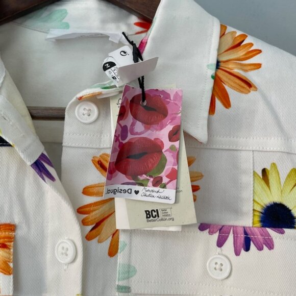 Desigual Christian Lacrois Stretch Denim Floral Daisy Dress NEW NWT Small - Picture 7 of 12